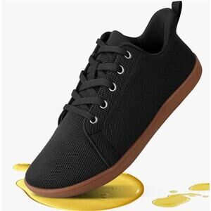 Non Slip Work Shoes for Women, Wide Toe, Food Service, Slip Resistant- Black